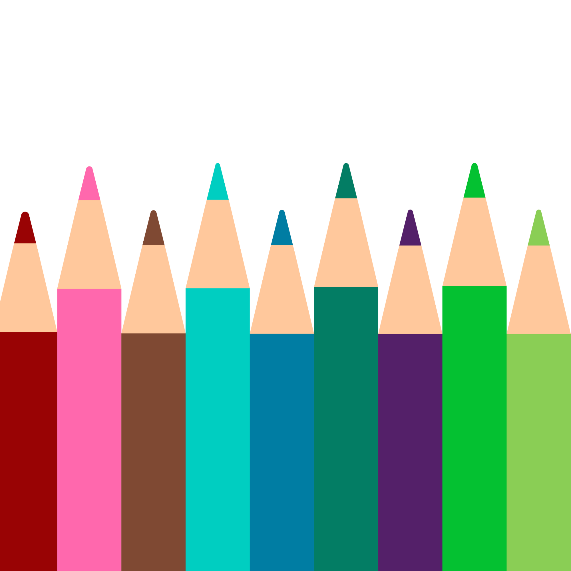 Multicoloured pencil crayons.